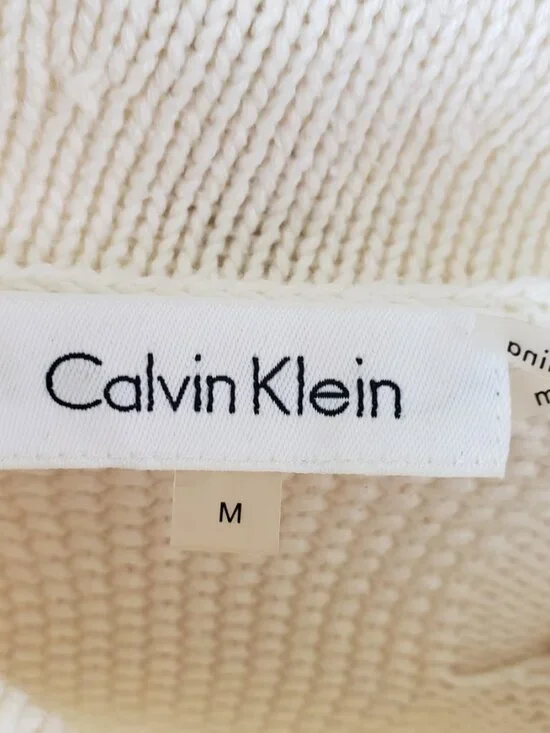 Calvin Klein Sweater Womens M White Fisherman Knit Pullover - Picture 3 of 6